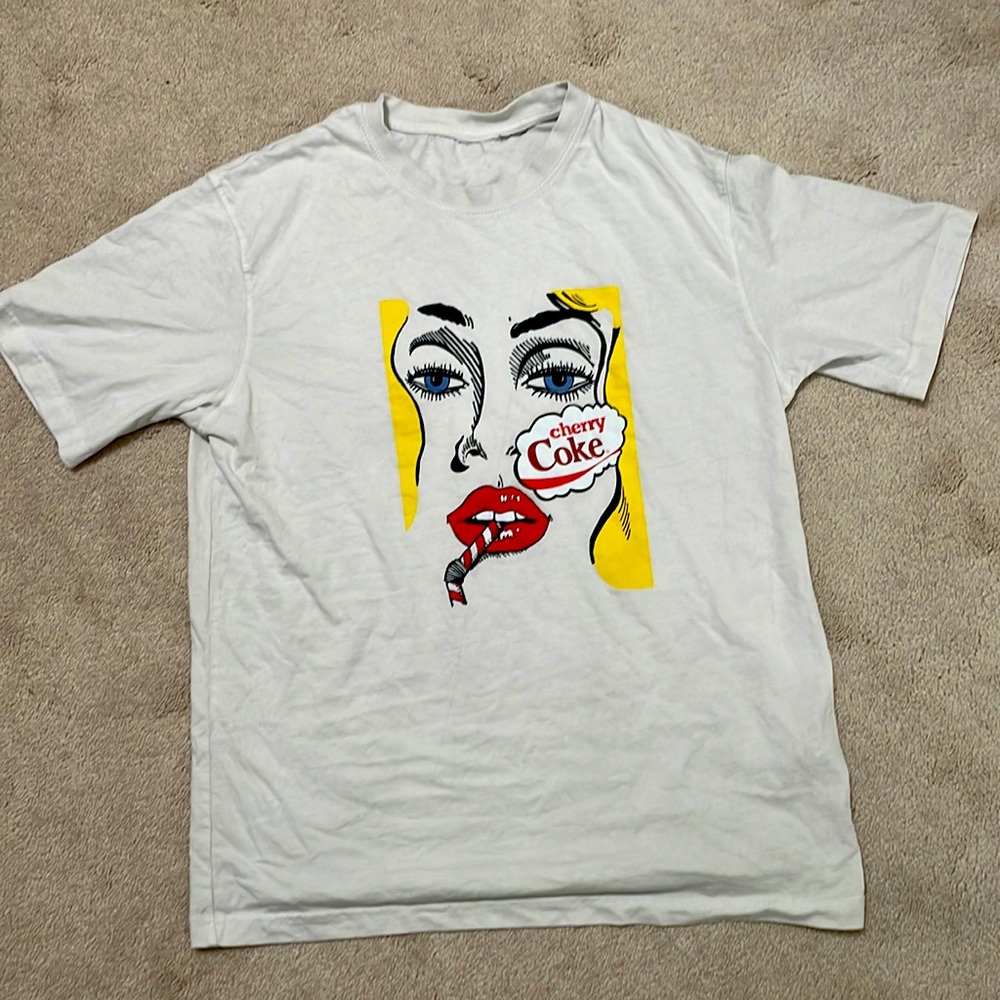 Mens Zara White Cherry Coke Vintage T-shirt